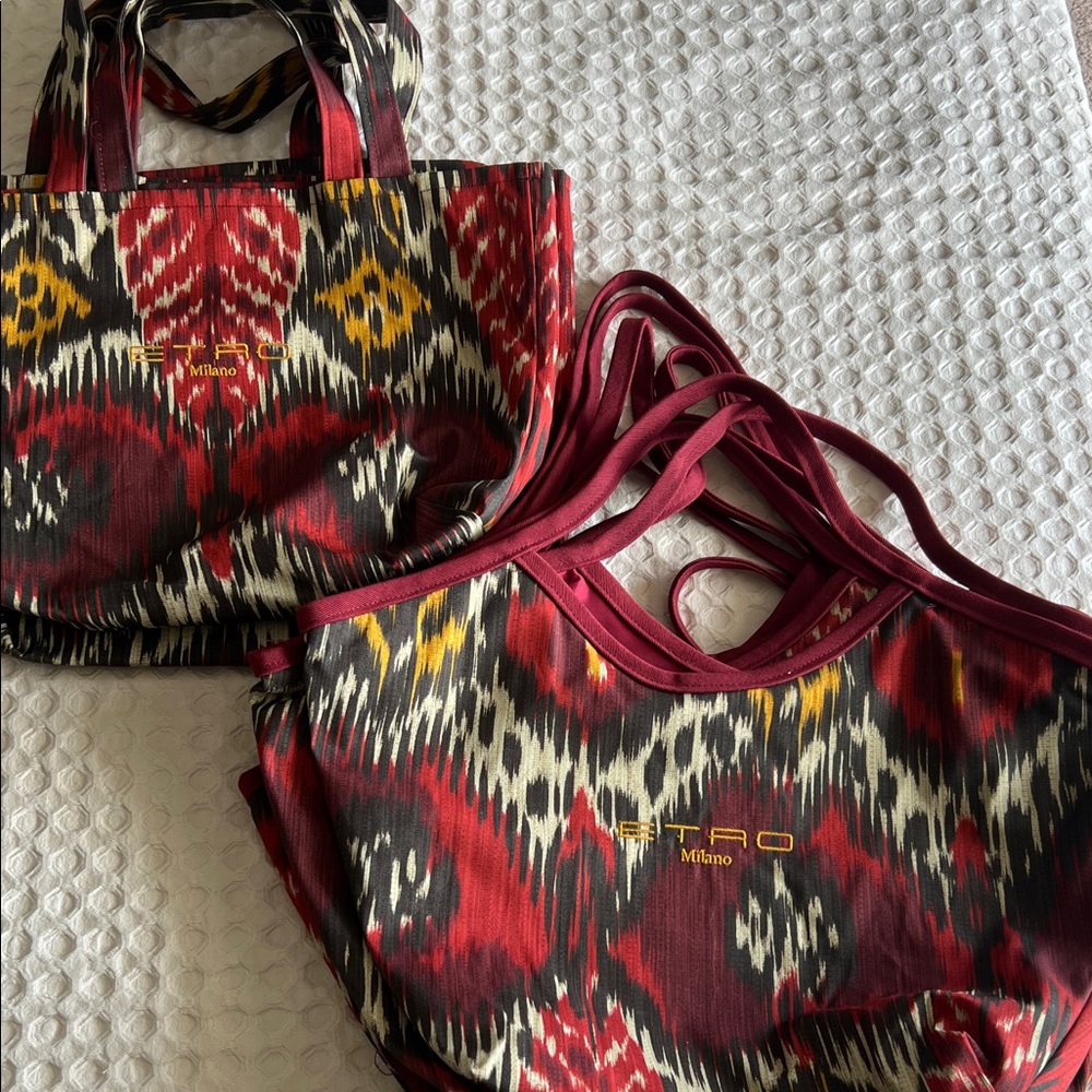 Red and Yellow Patterned Women's Bags with Logo